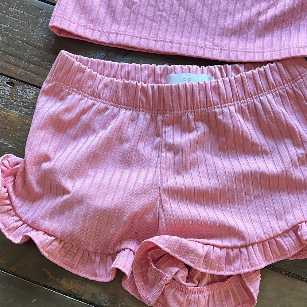Girls Pink Ribbed Two-Piece Ruffle outfit RACHEL PARCELL Size 5 girls - Picture 4 of 6